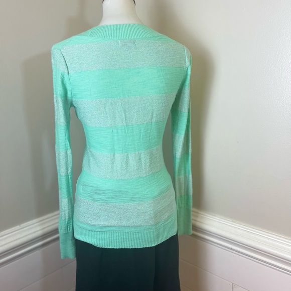 Express Mint & Sparkles Striped Sweater S FREE SHIP - Picture 3 of 5